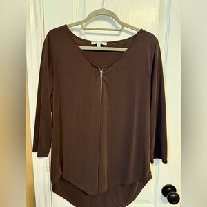 Green Envelope XL pp21 Brown Women's Blouse Top with Zipper